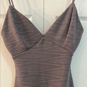 Charlotte Russe Lavender Gray/Taupe with Silver Sparkle Bodysuit One Piece